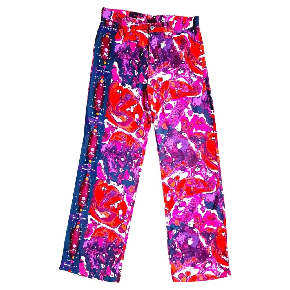 JPG Jeans Jean Paul Gaultier Abstract Psychedelic Print Pants Pink Red Purple